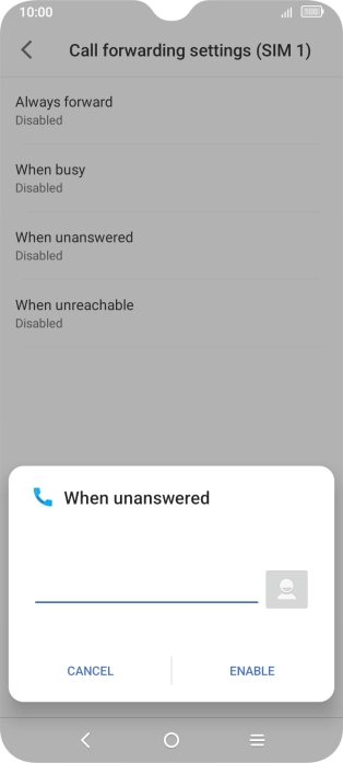 Key in +447836121121 and press ENABLE.