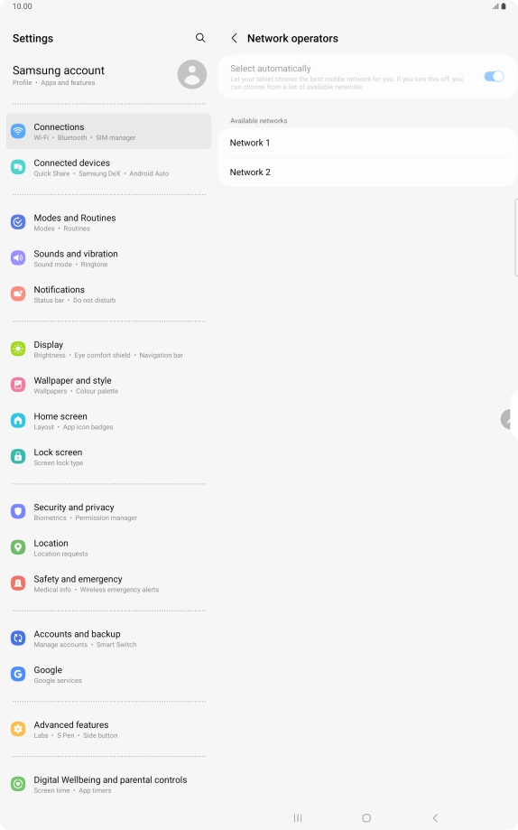 Press the required network. Press the required network.