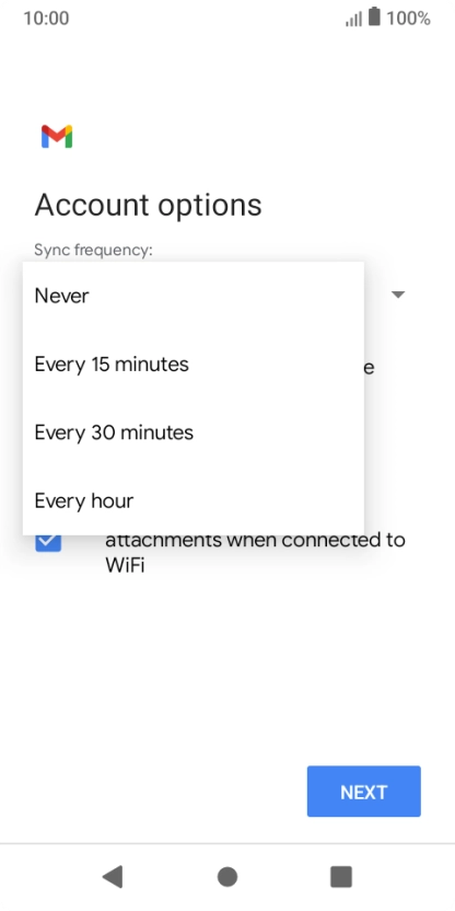 Press the required setting.