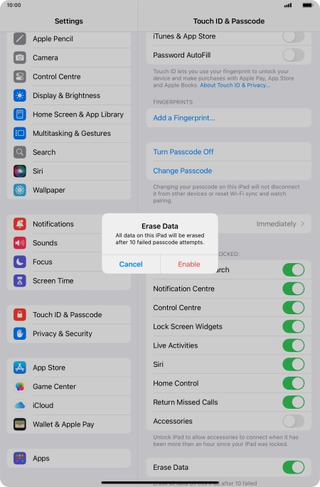 If you turn on the function, press Enable. If you turn on the function, press Enable.