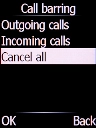 Select Cancel all and press the Left selection key.