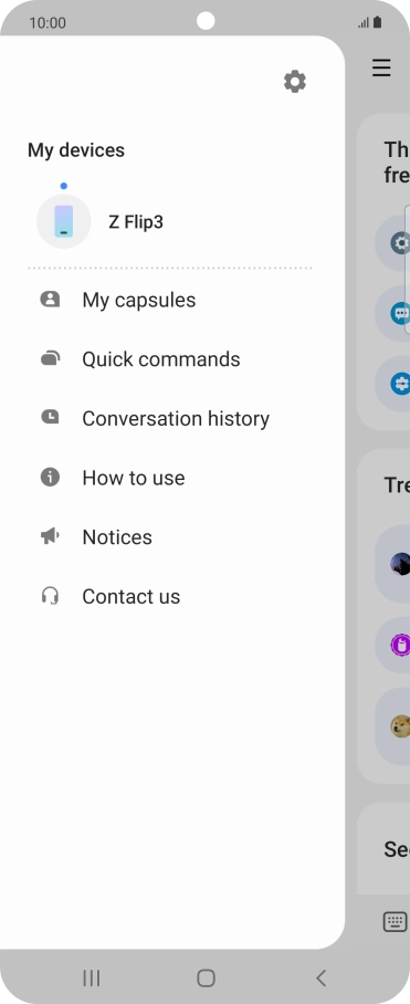 Press the settings icon. Press the settings icon.