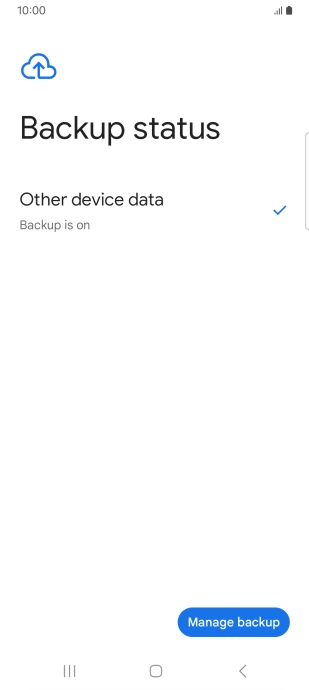 Press Manage backup. Press Manage backup.