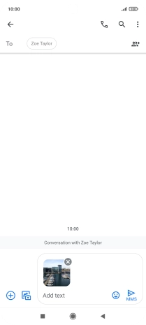 Press the text input field and write the text for your picture message.