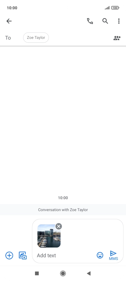 Press the text input field and write the text for your picture message.