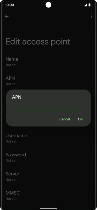 Key in wap.vodafone.co.uk and press OK.