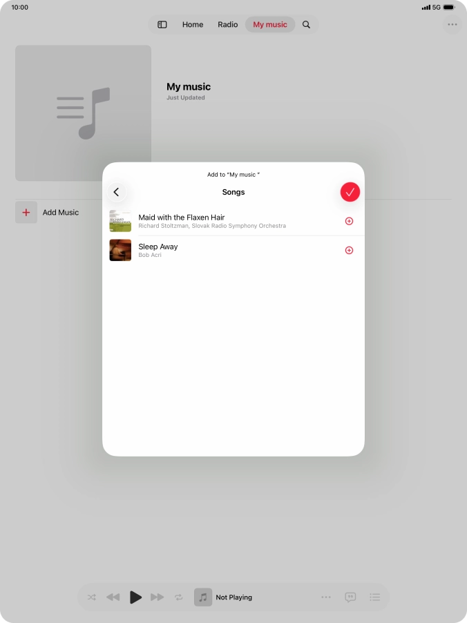 Go to the required category and press the add icon next to the required audio file.