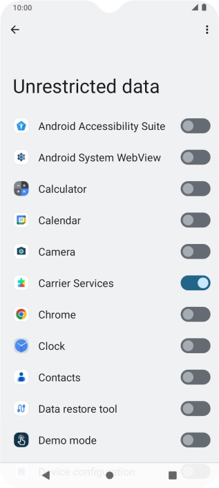 Press the indicators next to the required apps to turn the function on or off. Press the indicators next to the required apps to turn the function on or off.