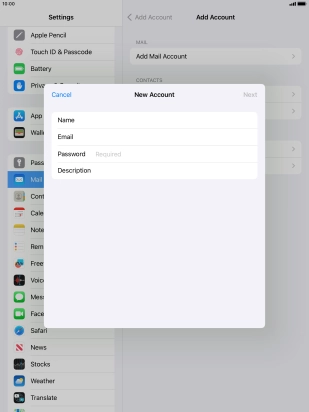 Press Password and key in the password for your email account.