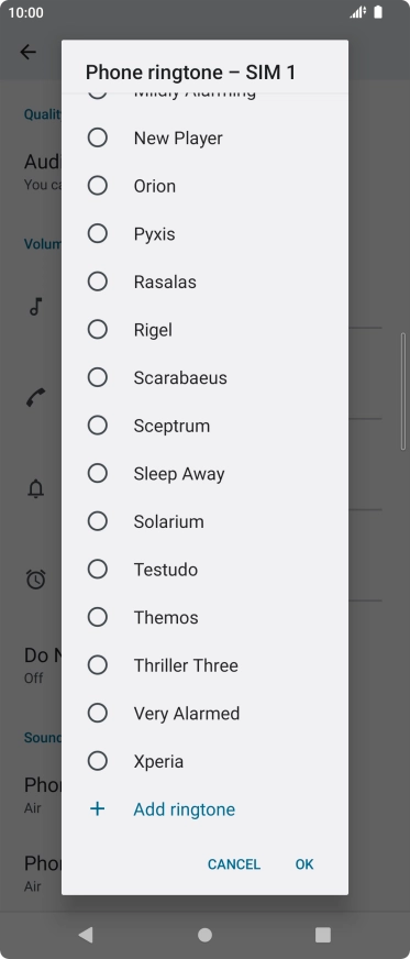 Press the required ring tone to select it. Press the required ring tone to select it.