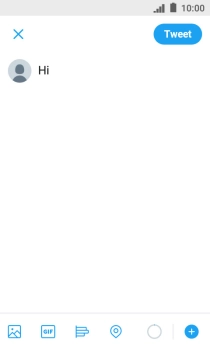 Write the required text and press Tweet. Write the required text and press Tweet.
