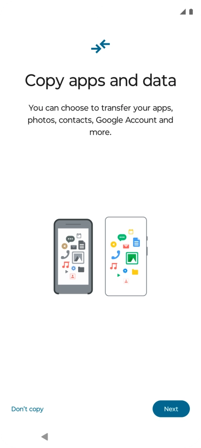 When this screen is displayed, your phone is ready to restore content from a Google One backup.
