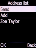 Select Send and press the Left selection key. Select Send and press the Left selection key.