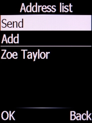 Select Send and press the Left selection key. Select Send and press the Left selection key.