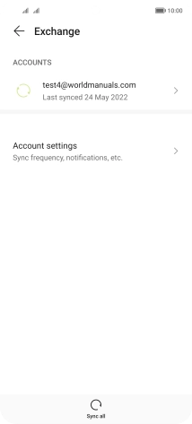 Press the required email account. Press the required email account.
