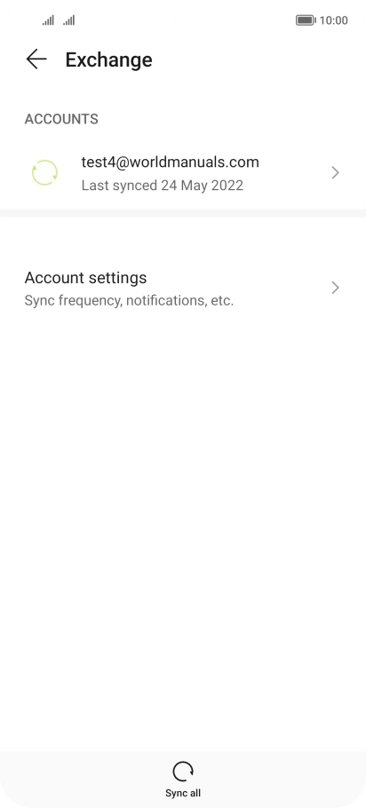 Press the required email account. Press the required email account.