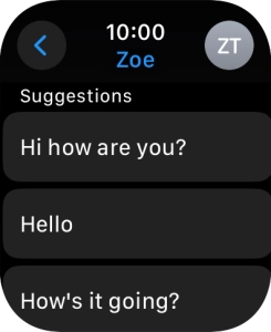 Press the required quick reply. Press the required quick reply.