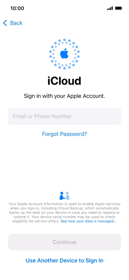 Press Email or Phone Number and key in the username for your Apple ID.