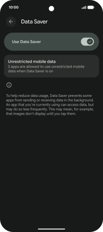 Press Unrestricted mobile data. Press Unrestricted mobile data.