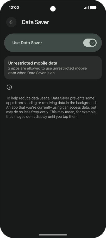 Press Unrestricted mobile data. Press Unrestricted mobile data.