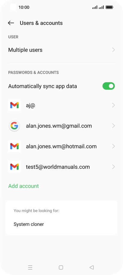 Press the required email account.
