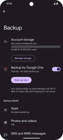 Press Back up now and wait while the phone memory is backed up.