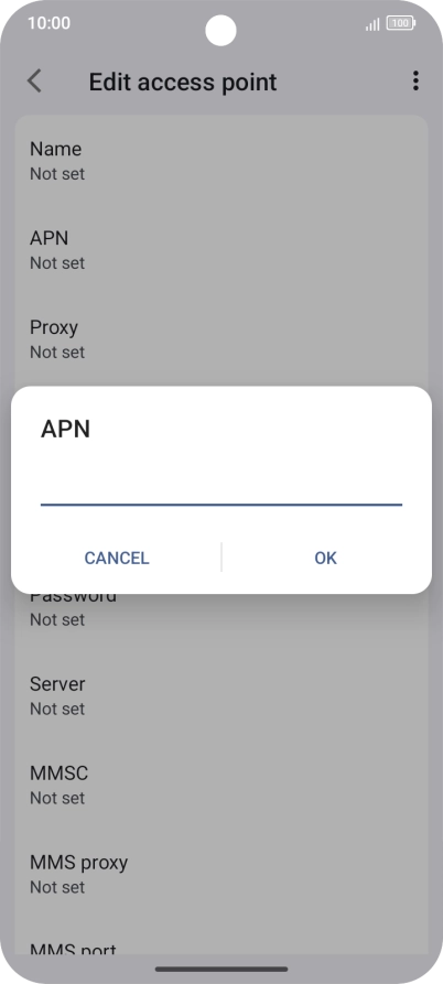 Key in wap.vodafone.co.uk and press OK.