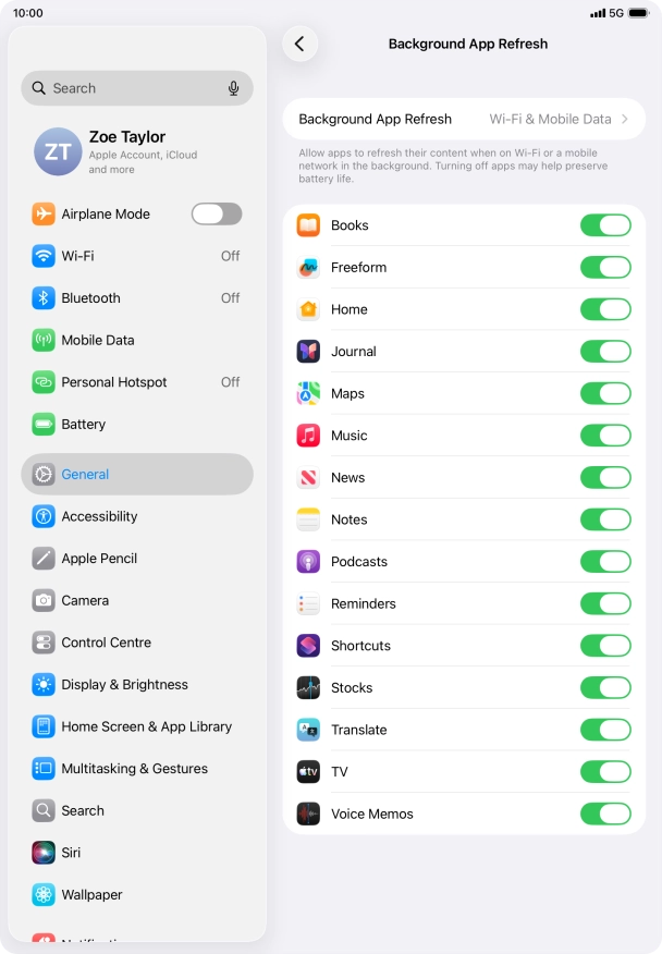Press Background App Refresh. Press Background App Refresh.