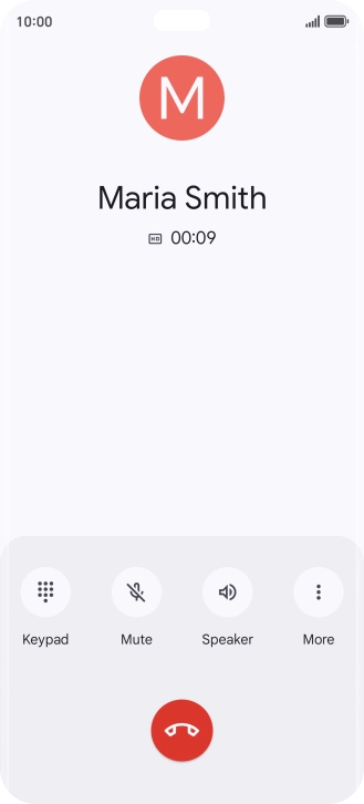 Press the end call icon.
