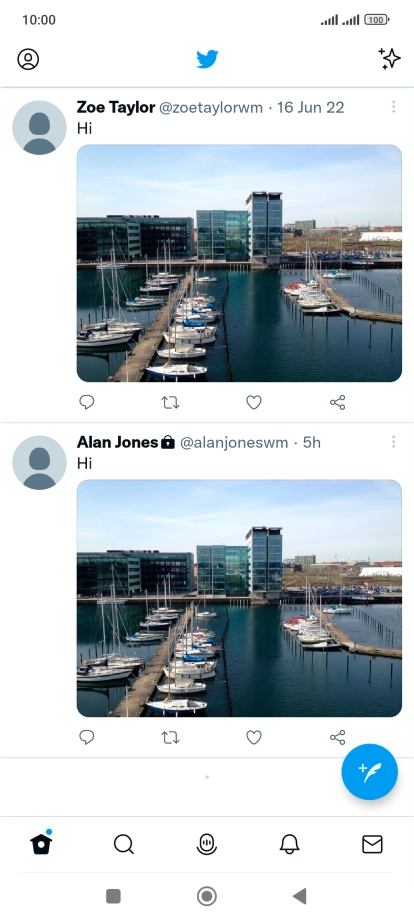 Press the new tweet icon. Press the new tweet icon.