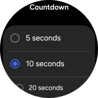 Press the required setting to choose how long the countdown should be before your smartwatch calls the emergency dispatch centre when a hard fall is detected. Press the required setting to choose how long the countdown should be before your smartwatch calls the emergency dispatch centre when a hard fall is detected.