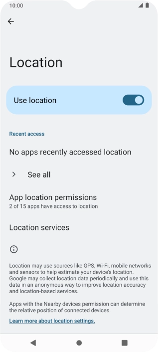 Press App location permissions. Press App location permissions.