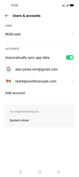 Press the required email account. Press the required email account.