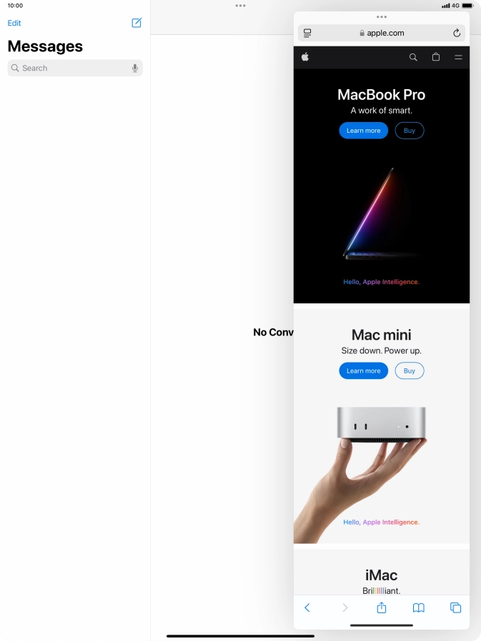The application now displays on top of the other open application.