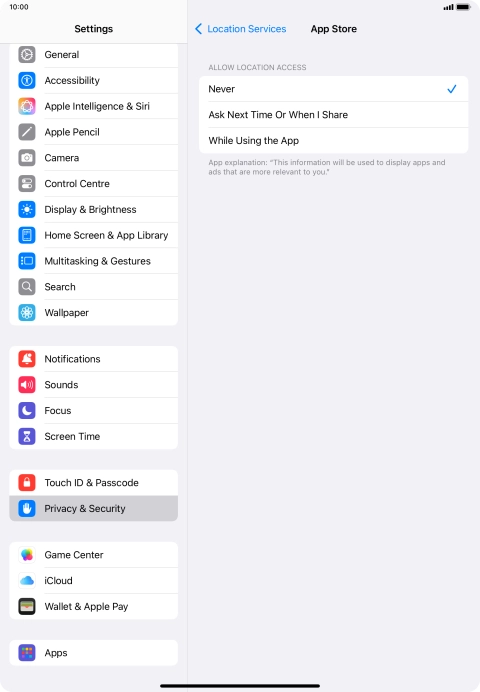 Press the required setting to turn the function on or off. Press the required setting to turn the function on or off.