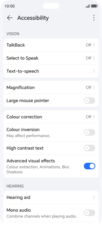 Press the required setting below 
