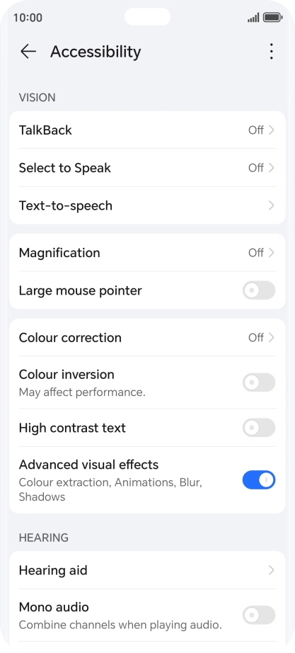 Press the required setting below 