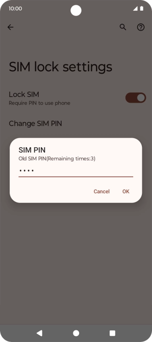 Key in your current PIN and press OK. Key in your current PIN and press OK.