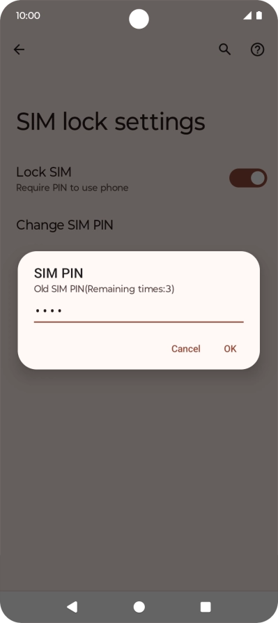 Key in your current PIN and press OK. Key in your current PIN and press OK.