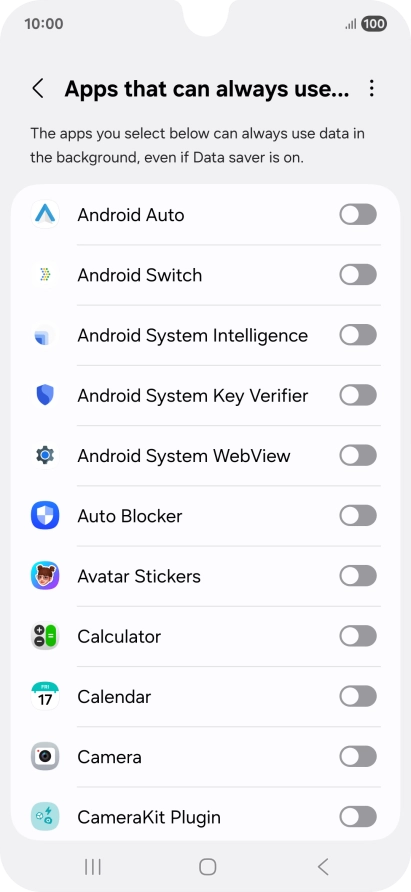 Press the indicators next to the required apps to turn the function on or off. Press the indicators next to the required apps to turn the function on or off.