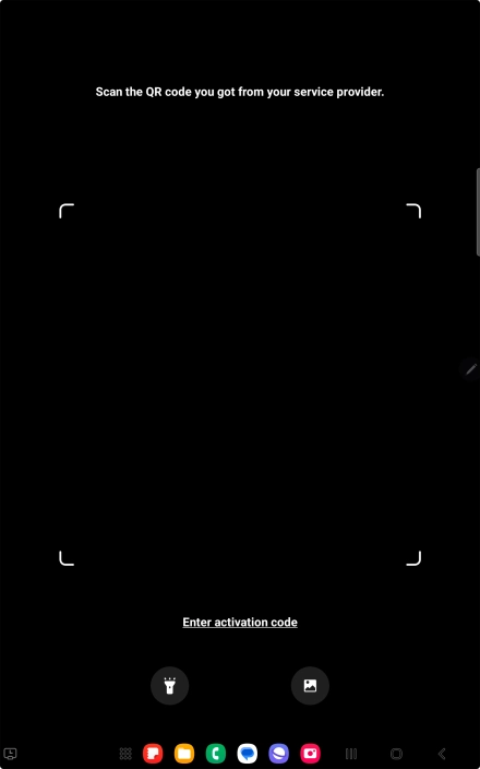 Place the QR code you've received inside the tablet camera frame to scan the code. Your eSIM is transferred to your new tablet over the internet.