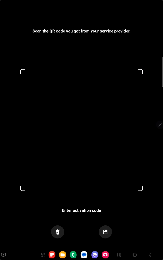 Place the QR code you've received inside the tablet camera frame to scan the code. Your eSIM is transferred to your new tablet over the internet.