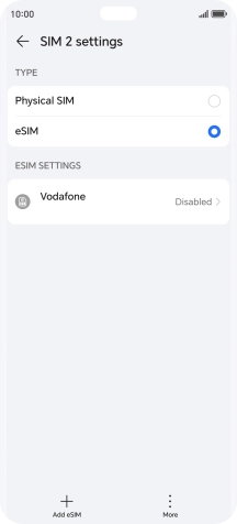 Press the name of your eSIM. Press the name of your eSIM.