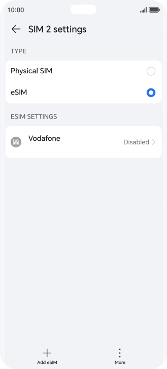 Press the name of your eSIM. Press the name of your eSIM.