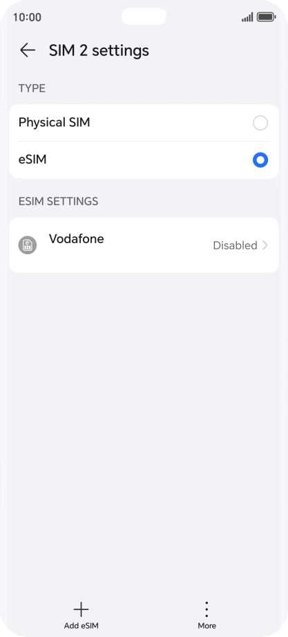 Press the name of your eSIM. Press the name of your eSIM.