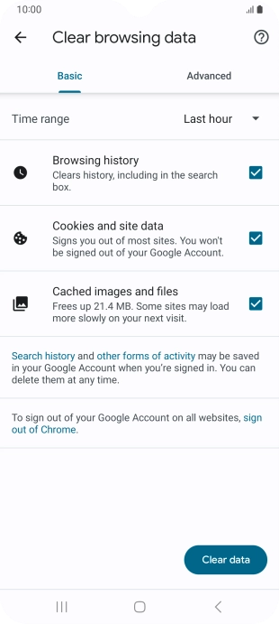 Press the fields next to the required data types. Press the fields next to the required data types.