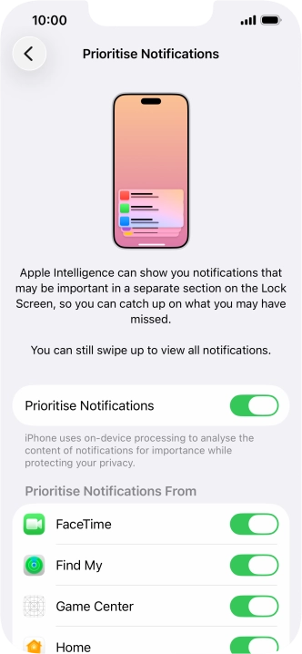 Press the indicator next to 