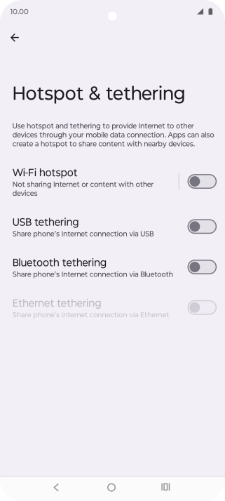 Press Wi-Fi hotspot. Press Wi-Fi hotspot.