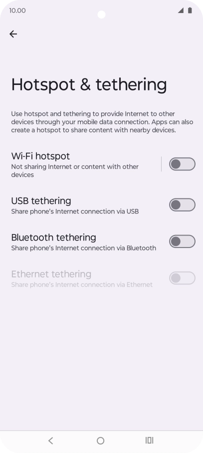 Press Wi-Fi hotspot. Press Wi-Fi hotspot.