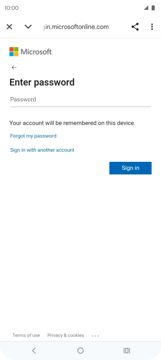 Press Password and key in the password for your email account. Press Password and key in the password for your email account.